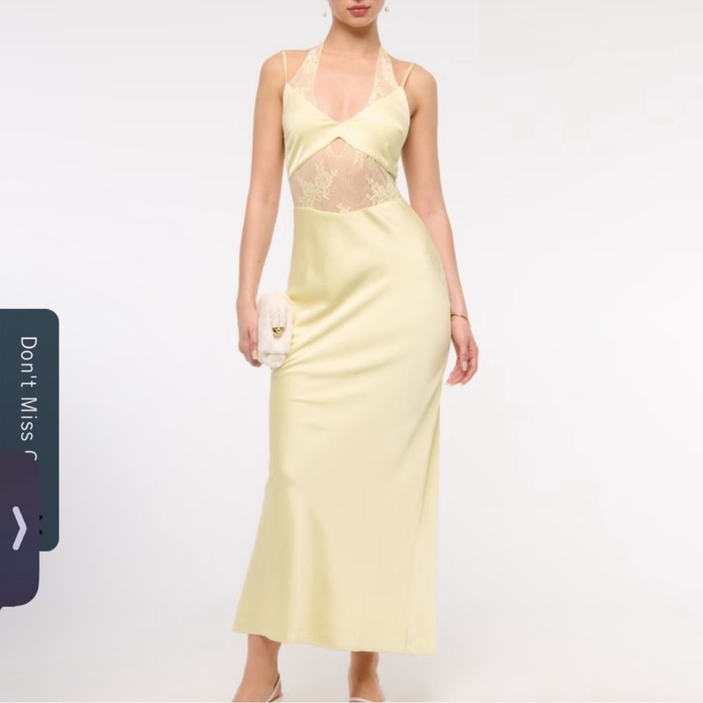 Abercrombie & Fitch Cream Lace Detail Slip Dress